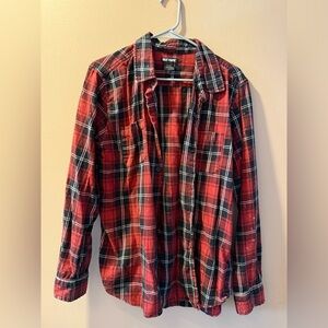 Hot Topic Red and Black Plaid Men's Shirt